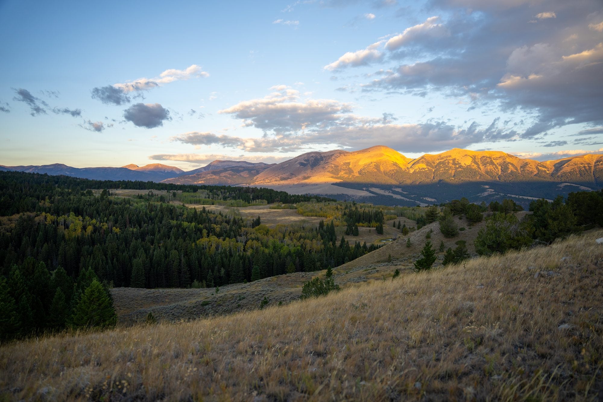 Alpenglow on the Montana mountains at sunset